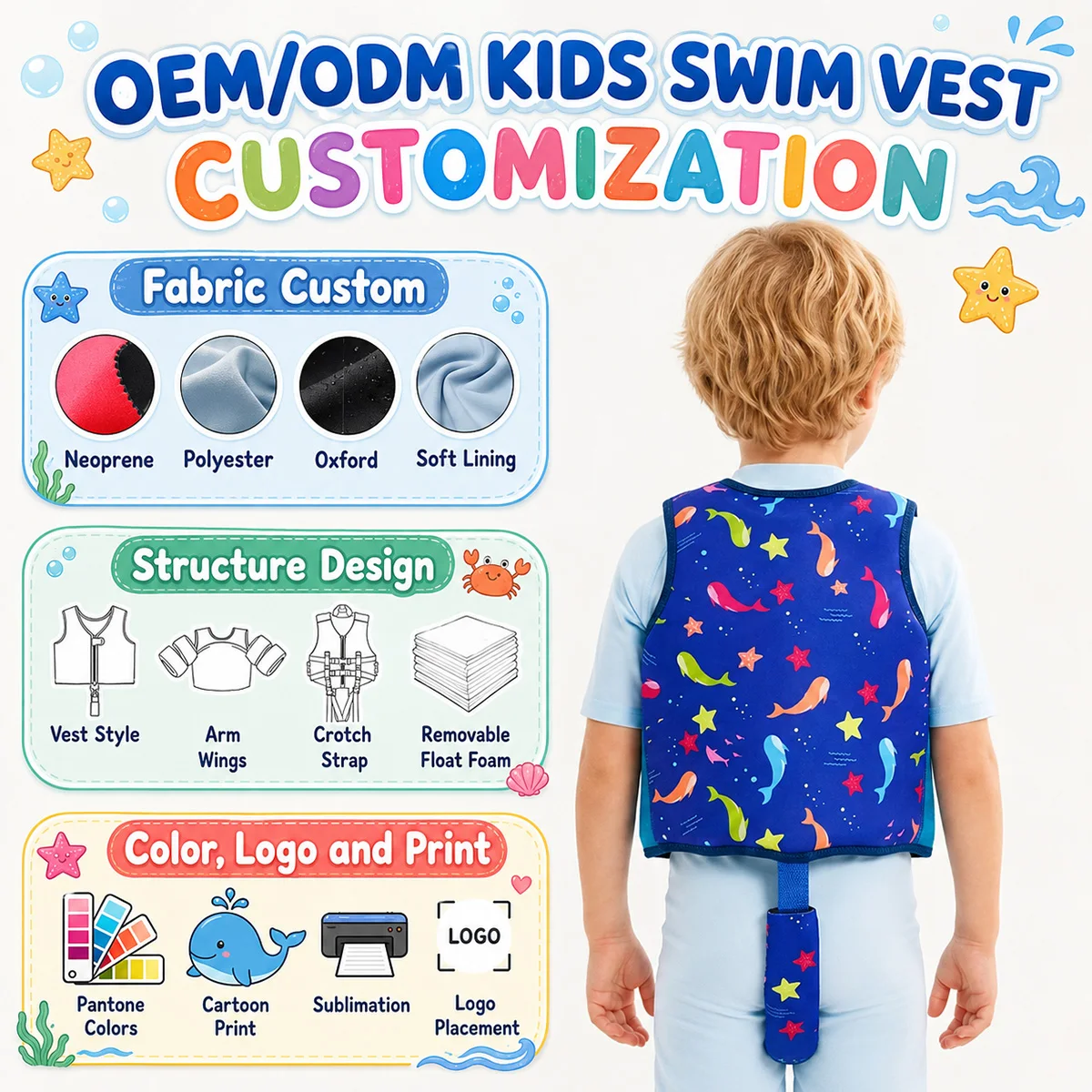 Children's Safety Life Jacket Toddler Beach Pool Buoyancy Aid Kids Floatie Swim Vest Boys Girls Sea Beach Water Sports Accessory