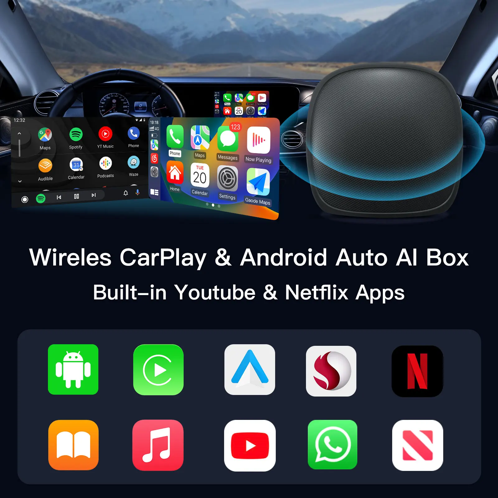 Autoabc Ai Box 2in1 Carplay Mini Ai Tv Box Andoroid 11 For Audi Bmw ...