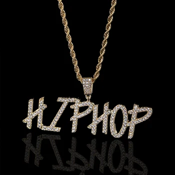 Custom Letter Stitching Pendant Necklace iced out Bling Zircon Hip-hop Pendant Custom 26 English Name For Mens Women Jewelry gif