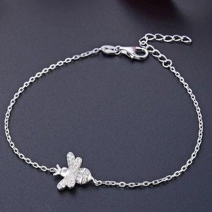 925 Sterling Silver Bee Bracelet Fashion Gold Plated Adjustable Custom Bracelets Rhodium Plated Animal Pattern Bracelets