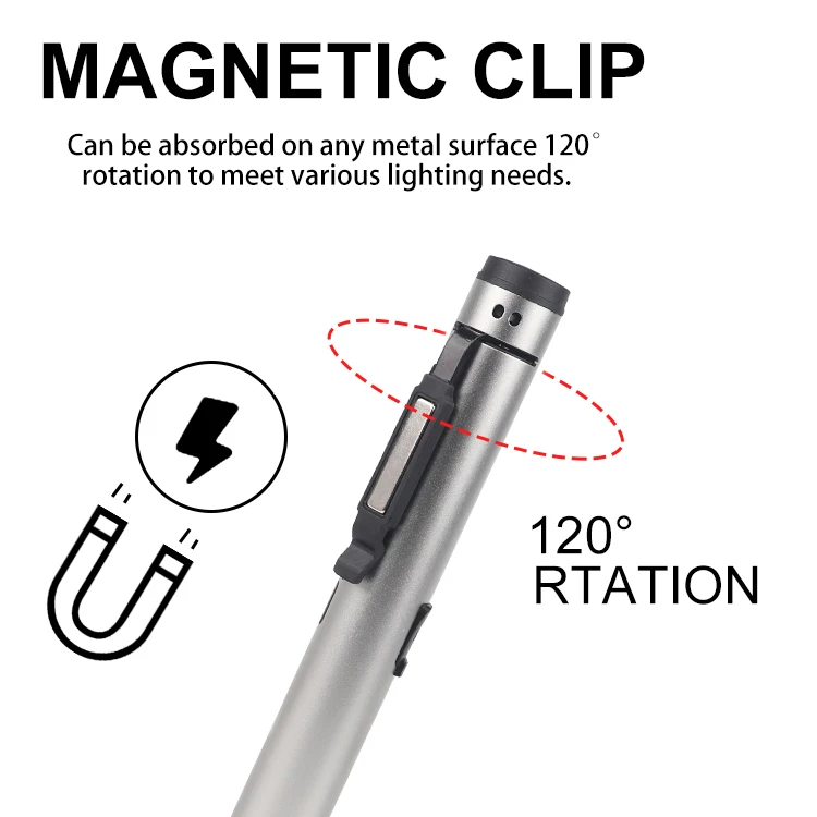 High Quality 365NM UV Rechargeable Pocket Pen Light Multifunction LED Flashlight with Adjustable Clip & Red Point Working Light