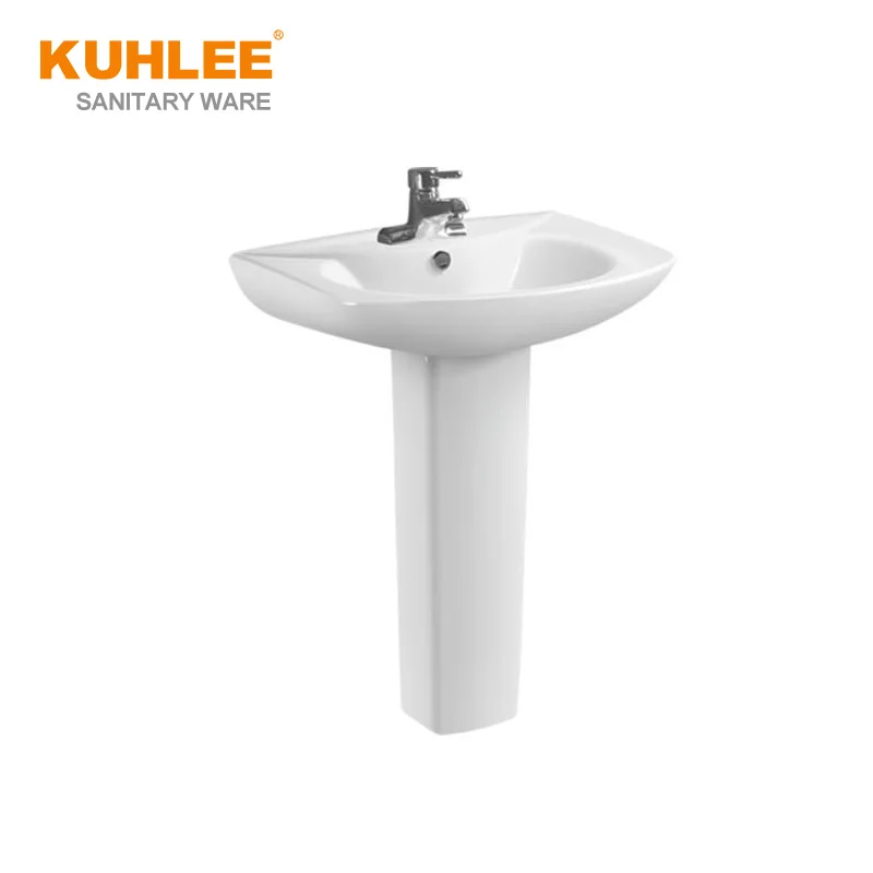 Wholesale Cheap Price Sanitary Ware Suite White Pedestal Sink Standing Basin For Hotel Bathroom