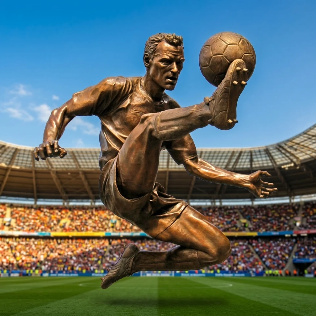 Life Size Bronze Dennis Bergkamp Sculpture - Football Player Art
