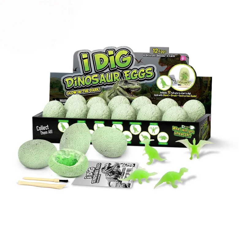2022 Hot Sale Luminous Dinosaur Egg Blind Box Kids Excavation Toys Dino Dig It up Glow in the Dark Easter Toy Digging Kit