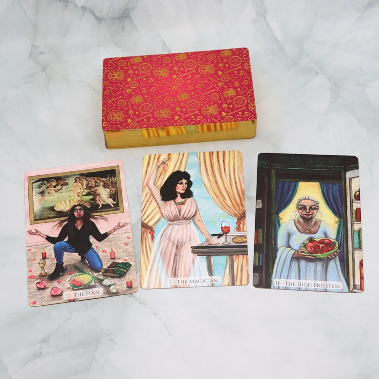 Full Color Printed Matte Finishing Custom Gold Foil Edges Glitter Tarot Cards