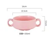 Taza pequeña para sopa, rosa, con doble asa.