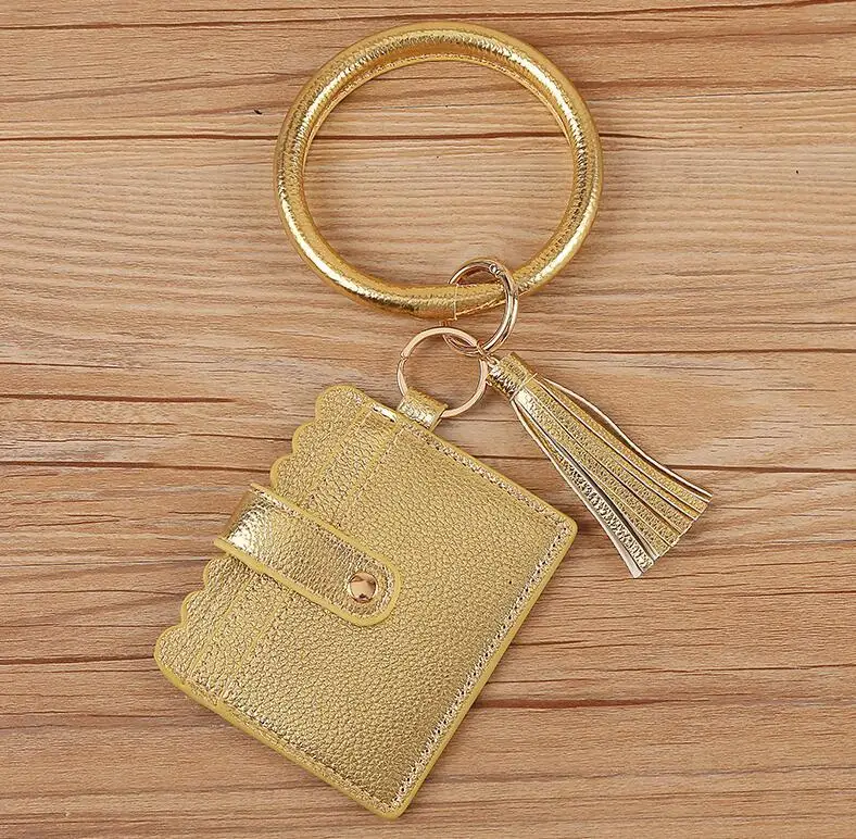 Women's Multifunctional PU Leather Wristlet Wallet Bracelet Keychain with Tassel Card Holder Credit Card Purse and Pocket
