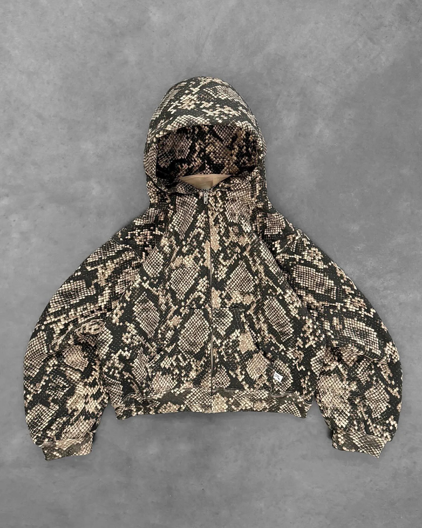 Salati Customize Snake Skin All Over Printed Pullover Boxy Fit Drop Shoulder Zipped Heavyweight Man Sweatshirts Hoodies for Men
