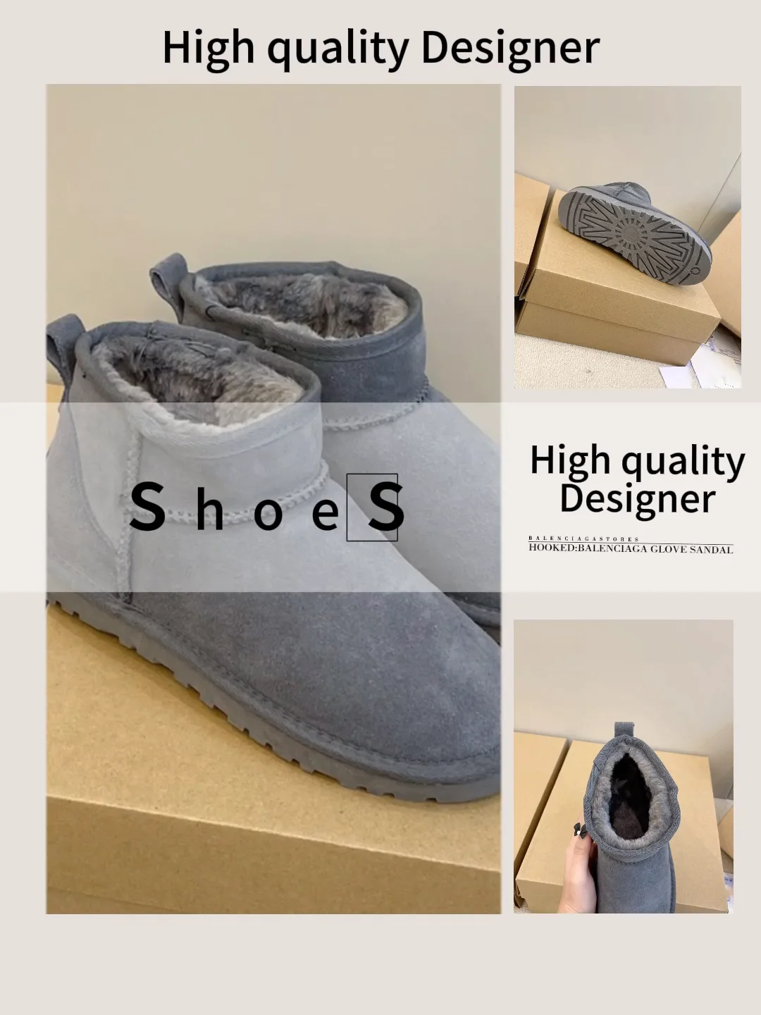 Factory Wholesale Women's Designer Uggs Snow Boots Sheepskin Wool Thick