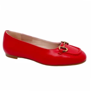 Factory Price Comfortable Rubber Sole Genuine Leather Shoe OEM Leather Flats Shoes for Women