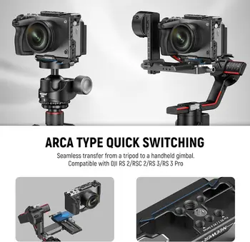 NEEWER FX3 FX30 Half Cage for Sony FX3 FX30 Camera, Aluminum Video Rig with NATO Rail, 3/8" ARRI, 1/4" Threads, Cold Shoe, Arca detail image