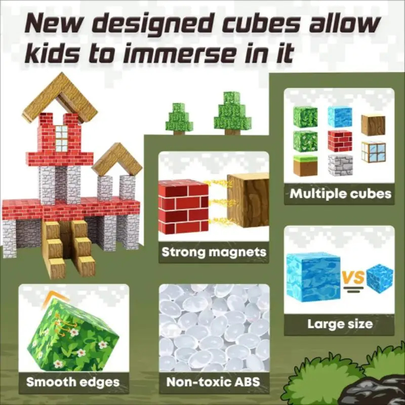 Magnet Cubes Example Book 25 Years 100PCS Magnetic Cubes Stacking Construction Set Building Block ...