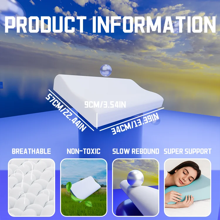 Custom Logo Ergonomic Slow Rebound Memory Foam Orthopedic Cervical Medical Side Sleep Neck Pillow Cushion