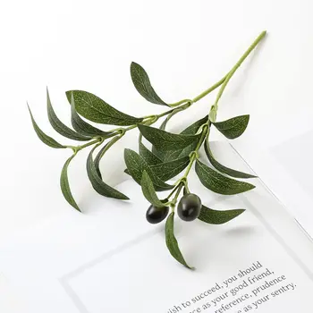 Artificial Plants Greenery Olive Branches Stems Green Leaves Fruits Leaves for Home Garden Party Office DIY Wreath Decoration