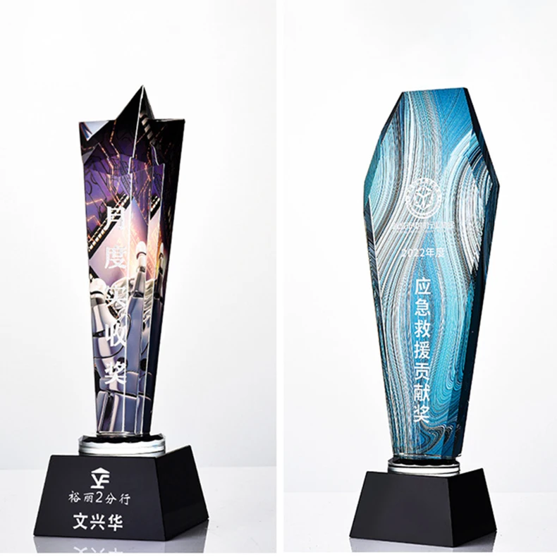 Color Star Shape Crystal Trophy Company Annual Meeting Crystal Crafts Souvenir Customized Crystal Trophy Award details