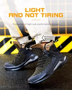 Labor Insurance Shoes Lightweight Breathable Deodorant Work Shoes Summer Men's Casual Sports Safety Shoes with PU Bottom