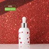 Flacon blanc 30ml avec point rouge-cercle argenté+tête de colle blanche
