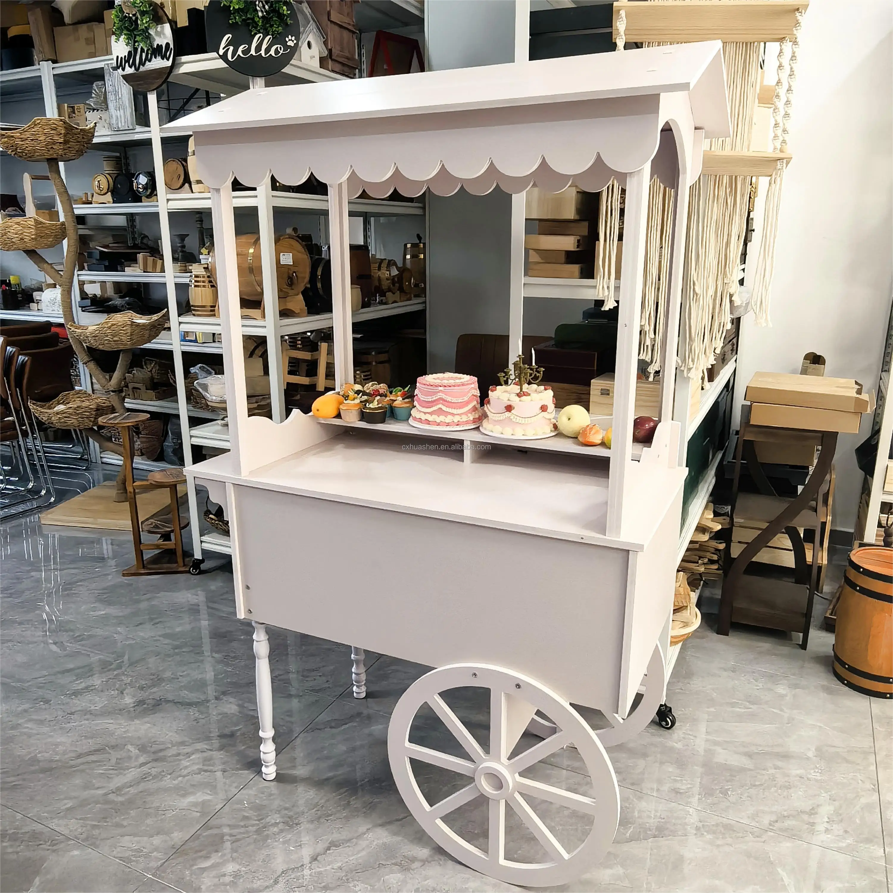 Customized Wooden Candy Cart With Wheels For Wedding Children Wood