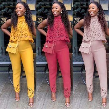 Hot selling fashion casual temperament sleeveless air pants women's suit two-piece set