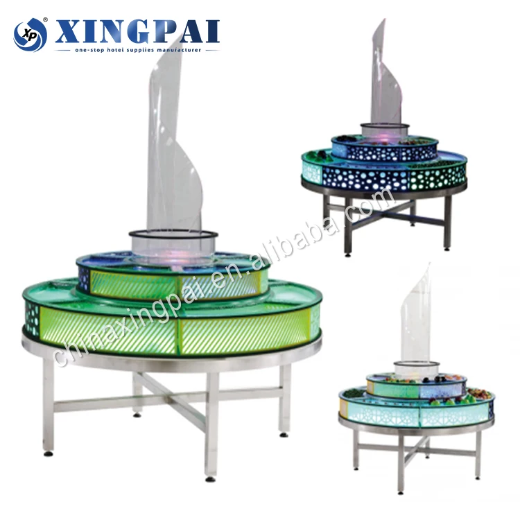 XINGPAI Led Acrylic Table Service Seafood Ice Bucket Ice Display Buffet Food Display Stand for Restaurant