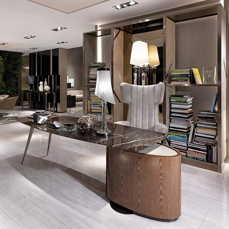 Luxury Home Office Furniture Desk Modern Natural Marble Top Office