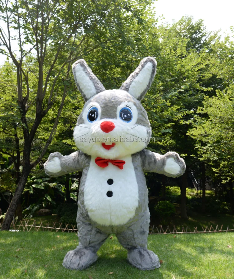 Grey Lovely Inflatable Giant Rabbit Plush Walking Parade Performance Funny Giant Black Inflatable Rabbit Bunny Mascot Costume