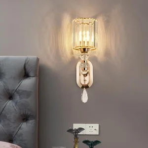 Modern LED Bedside Decoration Lighting Gold Crystal Wall Bracket Light Fixtures Luxury Wall Lamps Indoor Home Hotel Rooms