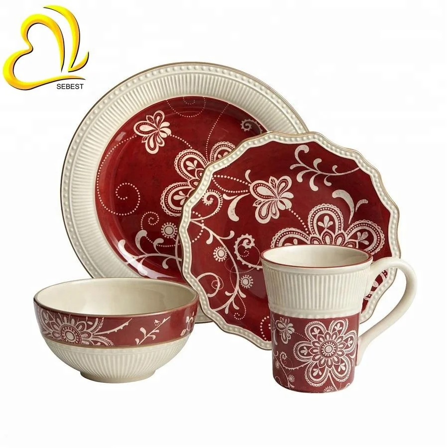 Sebest Factory Modern Style Custom Different Shape 4PCS Colorful Disposable Stocked Melamine Plastic Dinner Set Classical