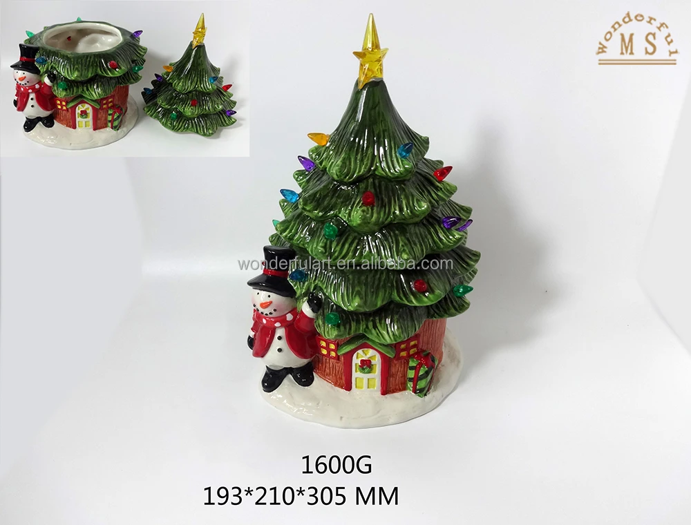 Christmas tree shaped ceramic jar holiday Santa Claus food storage porcelain snowman canister for festival gift