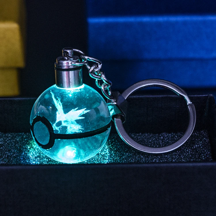 30mm Crystal Pokeball Keychains with LED Light - Wholesale