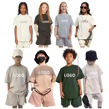 Children's Summer Clothing Set 380g 100% cotton O-neck Oversized T-shirt Shorts Children's set