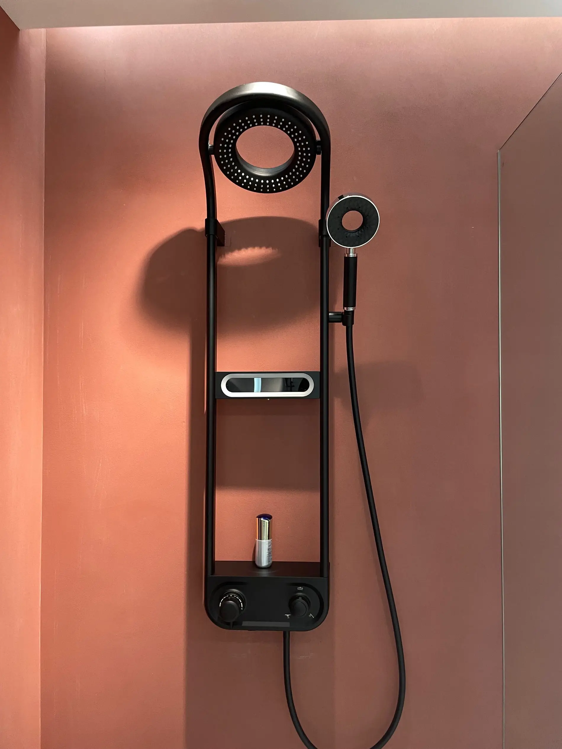 BODE Wall Mounted LED Digital Display 360 Degree Rotation Rainfalll Shower Head Bathroom Shower Panel System Set