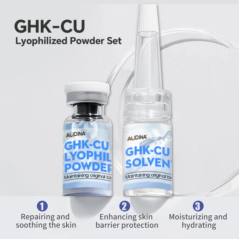 ghk cu lyophilized vs cosmetic G High-quality Hot Selling Cosmetic Grade GHK-Cu Copper Peptide Blue Copper  Peptide Lyophilized Powder Set Intensive Serum