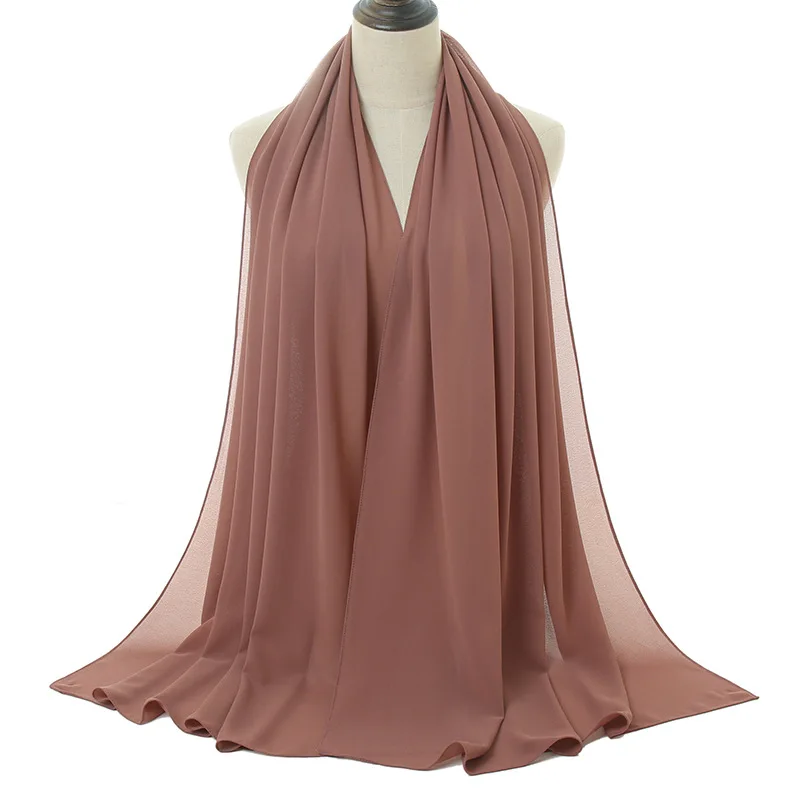 Женская шаль дешевый модный шифоновый однотонный высококачественный мусульманский Малайзийский арабский шарф