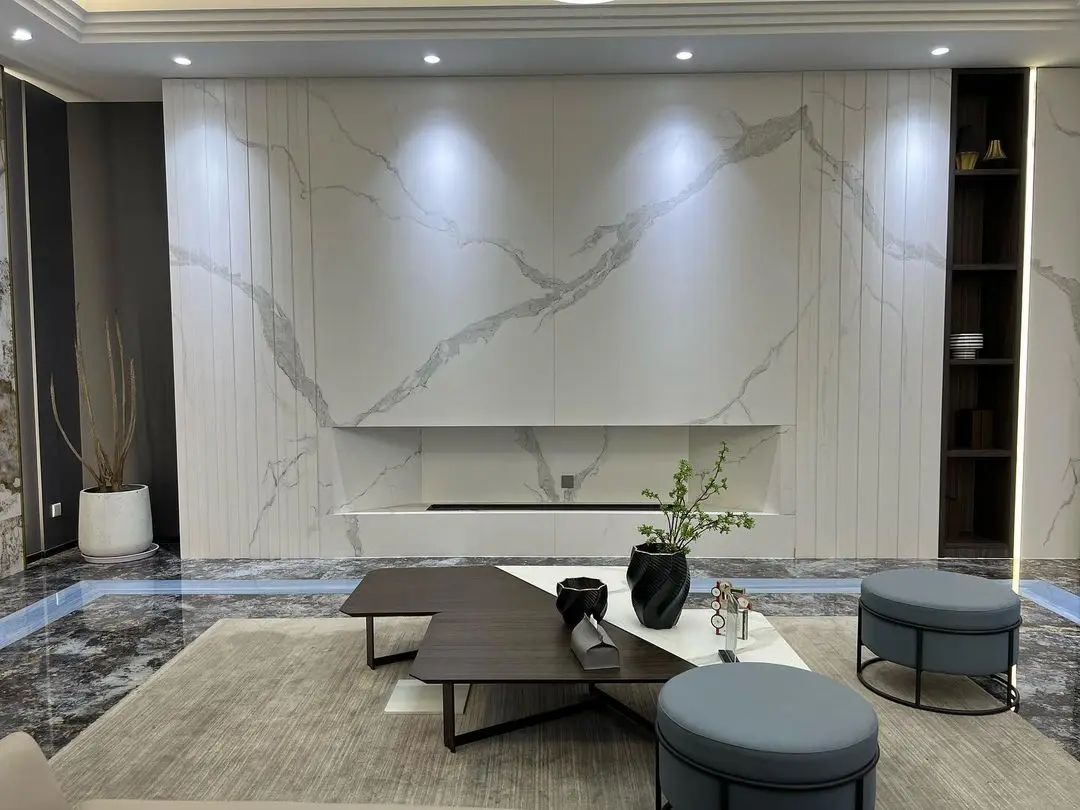 YDSTONE Engineered Quartz Kitchen Countertop White Calacatta Quartz Countertop Stone Slab Artificial Stones supplier