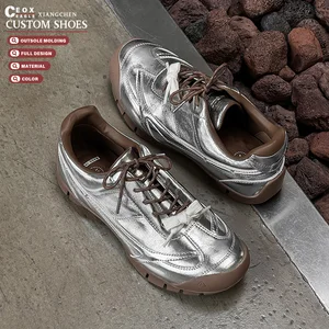 Wholesale Custom Fashion Trend Genuine Leather Lace up Walking Style Soft Casual Shoes Woman Sneakers Factory Zapato De Mujer