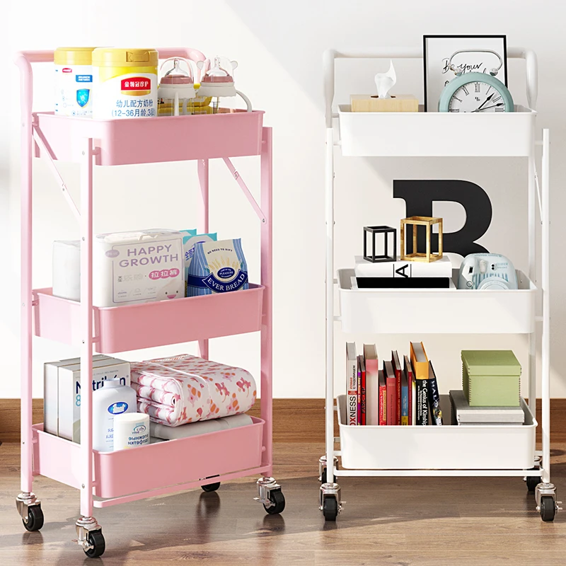 Тележка для хранения на колесиках тележка 3 яруса металлическая сетчатая Мобильная