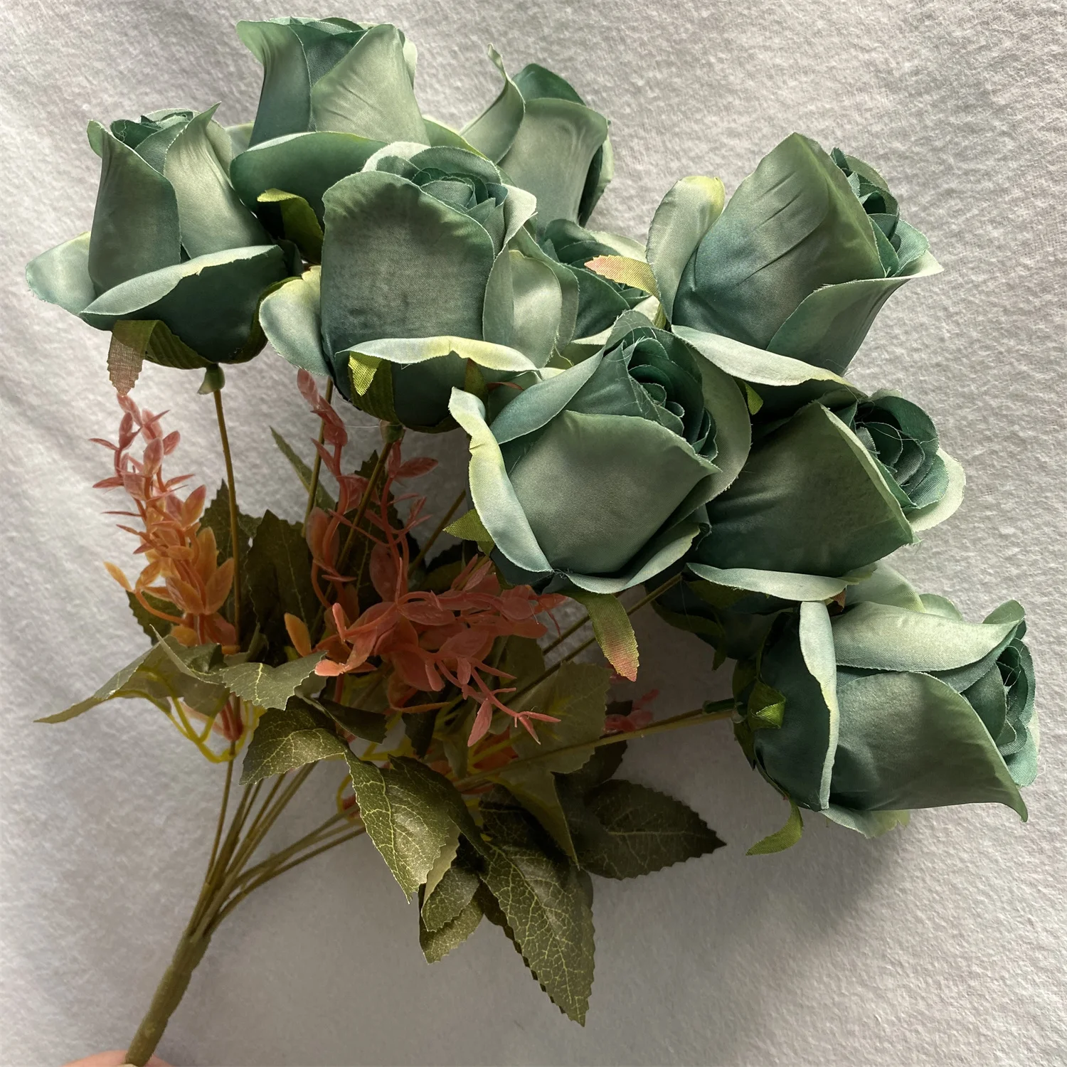 China Supplier Wholesale 11branch 11head Long Bunch Rose Artificial