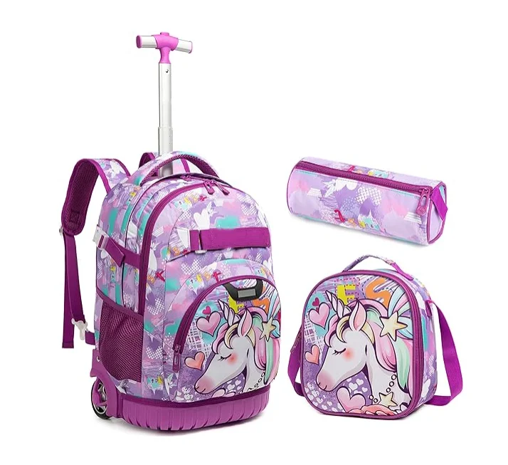 High Custom Rolling Backpack Wheeled Kids Backpack With Lunch Bag And ...