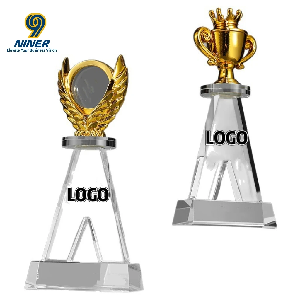 Custom K9 Metal and Crystal Glass Trophy Sports Event Souvenir Business Design with Base Gift
