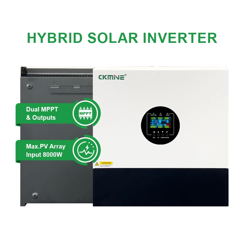 CKMINE 6kW Hybrid Solar Inverter Dual MPPT Outputs 500VDC 8000W PV Input 48V to 230V Single Phase for Energy Storage System