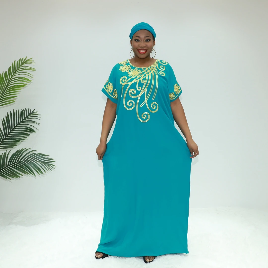 African Dresses Moon Embroidery Abaya STA2641F Nigeria Boubou Dashiki Dress