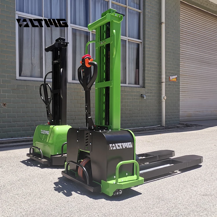LTMG Portable Self Loading Stacker 500kg 700kg 1000kg Semi Electric Electric Pallet Truck 0.8-1.6m Lifting Height 48V/15AH