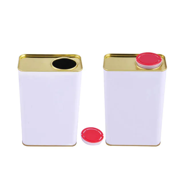 1L Rectangular Tin Cans for Oil Packing Olive Oil Cans Food Grade Metal Cans 1000ML  with Plastic Spout