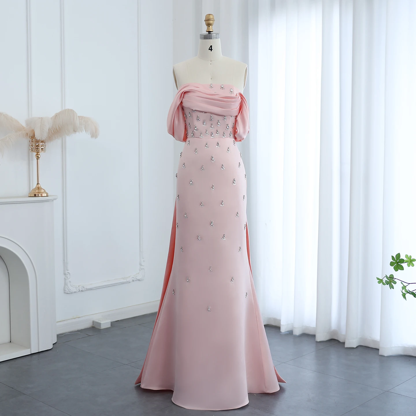 Sharon Said Ss500 Luxury Dubai Baby Pink Off Shoulder Dress