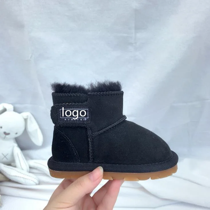 Натуральная овечья кожа; Из натурального меха, детская зимняя обувь ботильоны Младенческая Крытая Детские снежные сапоги из овечьей кожи; Детские ботинки; Обувь