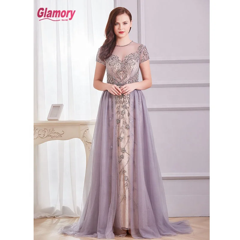 Gray Evening Dress With Dubai Design 2020 Luxury A-Line Formal Party Gown