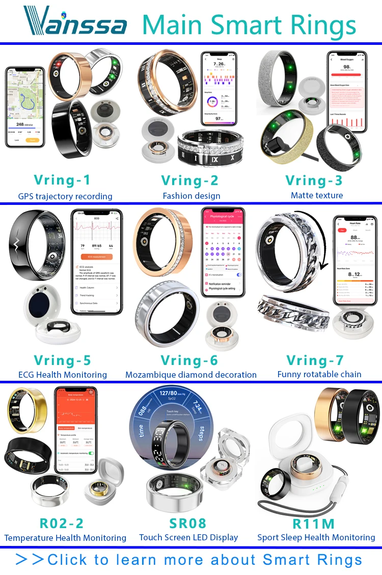Most Advanced Q520 Nordic Nrf52832 Ecg Blood Pressure Measuring Smart Ring Health tracker with ECG Heart Rate Health Monitoring