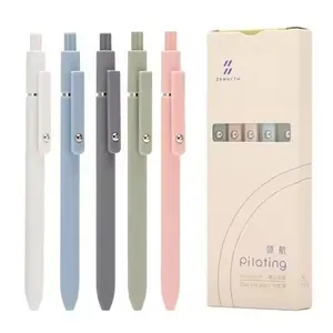 Custom Logo 5-Piece Retractable Gel Pens Set Cute Morandi Aesthetic Fast Dry Blue Pink 0.5mm Fine Point School Office Plastic
