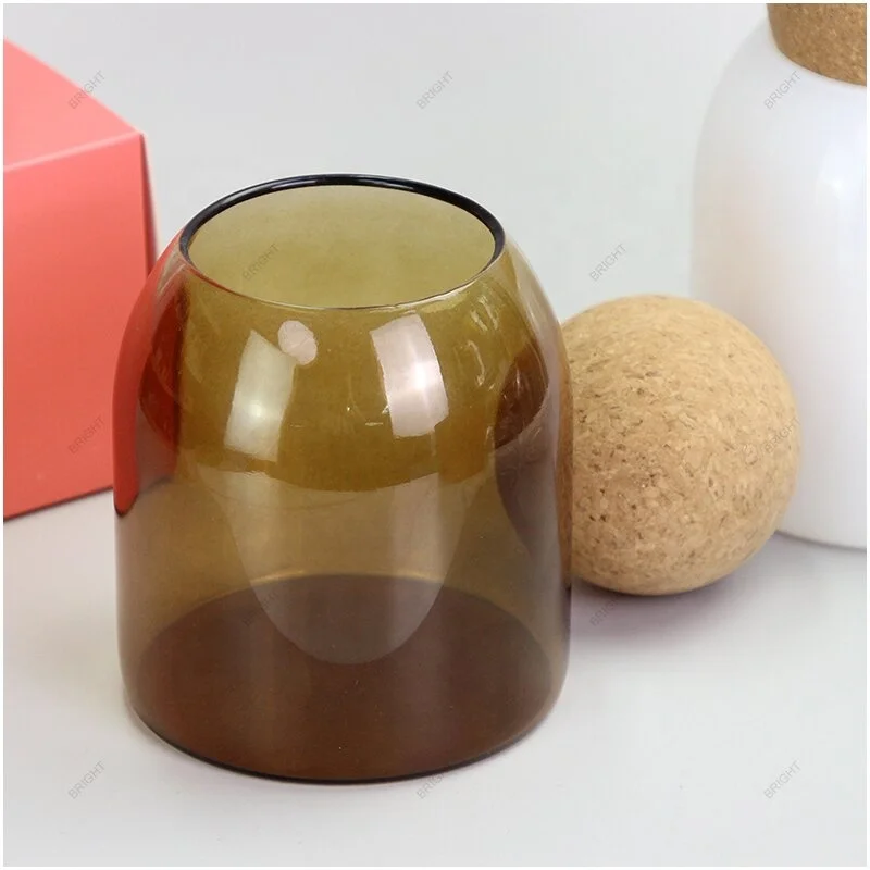 Most Popular Luxury 5oz 8oz 16oz Unique Cute Candle Holders Borosilicate Glass Ball Candle Jars with Wood Cork Lid